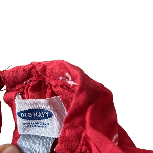 Old Navy Baby Girls Red Shirt With White Ribbon Print Long Sleeves Size 12-18M - Picture 3 of 6